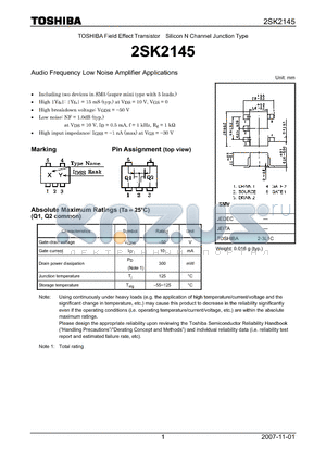 2SK2145_07 datasheet - N CHANNEL JUNCTION TYPE (AUDIO FREQUENCY LOW NOISE AMPLIFIER APPLICATIONS)