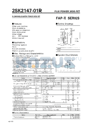 2SK2147-01R datasheet - N-CHANNEL SILICON POWER MOS-FET