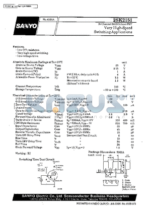 2SK2151 datasheet - Very High-Speed Switching Applications