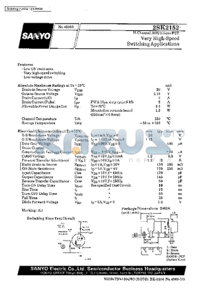 2SK2152 datasheet - Very High-Speed Switching Applications