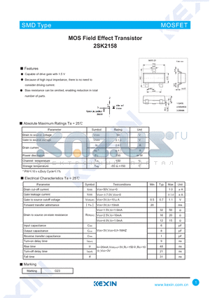 2SK2158 datasheet - MOS Field Effect Transistor