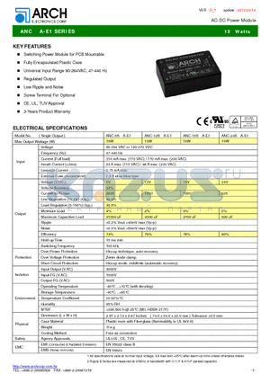 ANCA-E1 datasheet - AC-DC Power Module