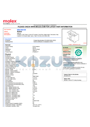 0901303144 datasheet - 2.54mm (.100) Pitch C-Grid III Header, Dual Row, Right Angle, Shrouded, Fully Loaded, 44 Circuits, Black, 3lm (118l) Tin (Sn) over Nickel (Ni)