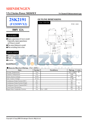 2SK2191 datasheet - VX-2 Series Power MOSFET(500V 12A)