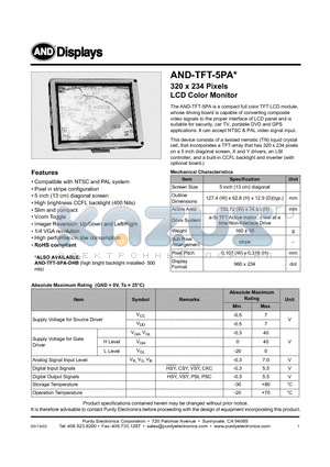 AND-TFT-5PA datasheet - LCD Color Monitor