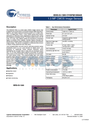 CYII5SM1300AB-QWC datasheet - 1.3 MP CMOS Image Sensor