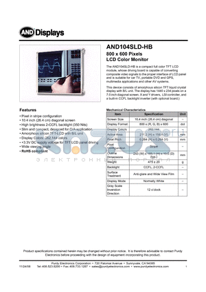 AND104SLD-HB datasheet - LCD Color Monitor