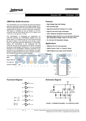 CD4050BMS datasheet - CMOS Hex Buffer/Converter