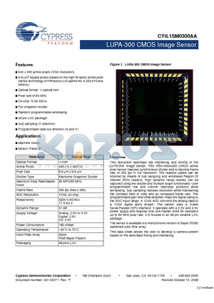 CYIL1SM0300AA-QWC datasheet - LUPA-300 CMOS Image Sensor