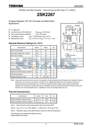2SK2267 datasheet - Chopper Regulator, DC−DC Converter and Motor Drive Applications