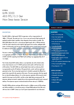 CYIL1SN3000-EVAL datasheet - High Speed Imag e Sensor