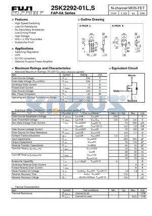 2SK2292-01S datasheet - N-channel MOS-FET