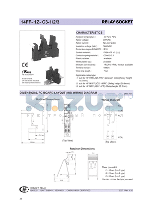 14FF-1Z-C3-1 datasheet - RELAY SOCKET