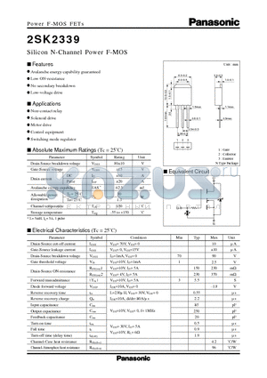 2SK2339 datasheet - Silicon N-Channel Power F-MOS