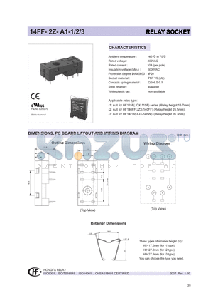 14FF-2Z-A1-1 datasheet - RELAY SOCKET