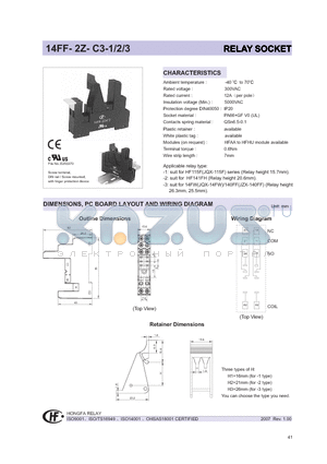 14FF-2Z-C3-1 datasheet - RELAY SOCKET