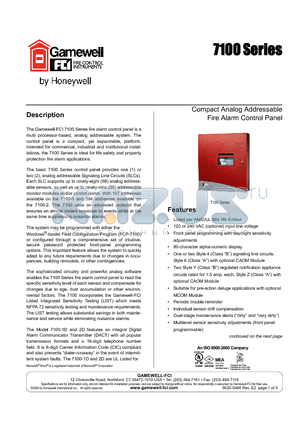 BK-7100-2-240V datasheet - Compact Analog Addressable Fire Alarm Control Panel