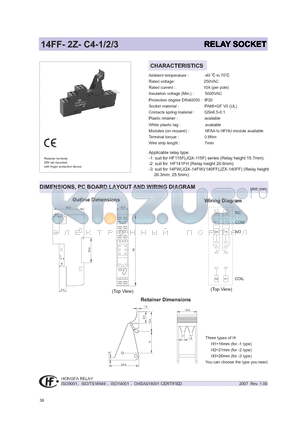 14FF-2Z-C4-3 datasheet - RELAY SOCKET