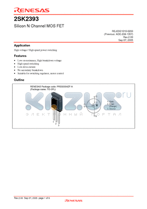 2SK2393 datasheet - Silicon N Channel MOS FET