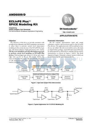 AND8009/D datasheet - ECLinPS Plus SPICE Modeling Kit