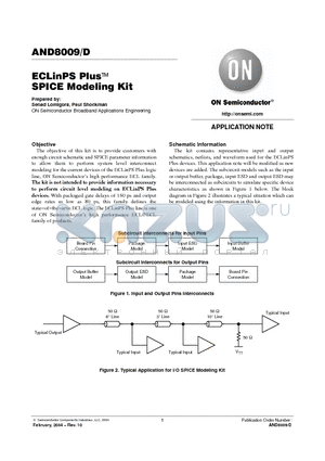 AND8009 datasheet - ECLinPS Plus SPICE Modeling Kit