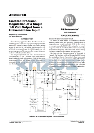 AND8031D datasheet - Isolated Precision Regulation of a Single 1.8 Volt Output from a Universal Line Input