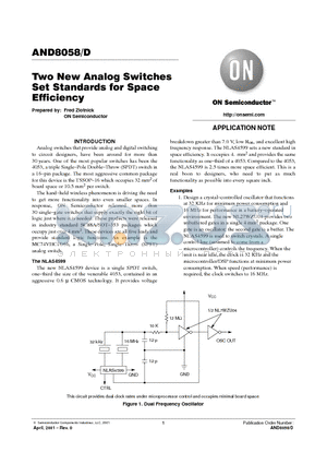 AND8058 datasheet - Two New Analog Switches Set Standards for Space Efficiency