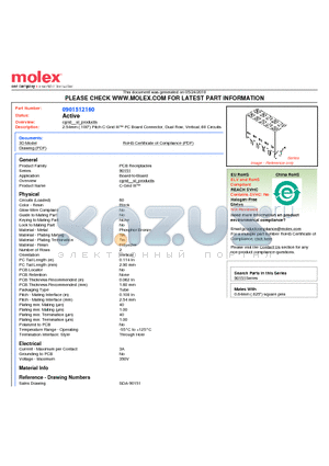 0901512160 datasheet - 2.54mm (.100) Pitch C-Grid III PC Board Connector, Dual Row, Vertical, 60 Circuits