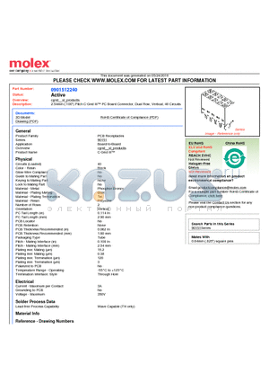 0901512240 datasheet - 2.54mm (.100) Pitch C-Grid III PC Board Connector, Dual Row, Vertical, 40 Circuits