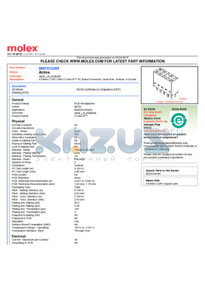 0901512304 datasheet - 2.54mm (.100) Pitch C-Grid III PC Board Connector, Dual Row, Vertical, 4 Circuits