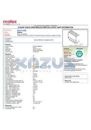 0901512306 datasheet - 2.54mm (.100) Pitch C-Grid III PC Board Connector, Dual Row, Vertical, 6 Circuits