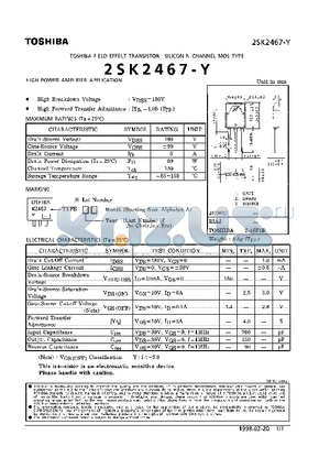 2SK2467 datasheet - N CHANNEL MOS TYPE (HIGH POWER AMPLIFIER APPLICATIONS)