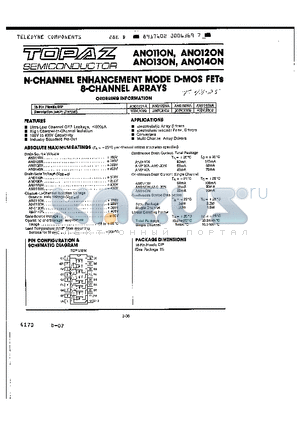 ANO14ON datasheet - N-CHANNEL XNHANCEMENT MODE D-MOS FETS 8-CHANNEL ARRAYS