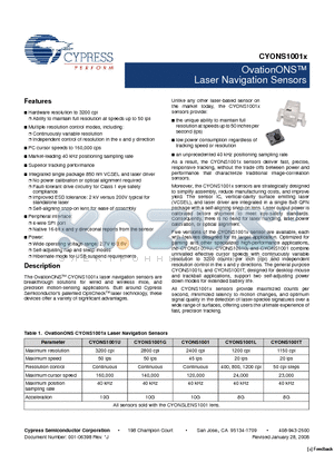 CYONS1001X_09 datasheet - OvationONS Laser Navigation Sensors