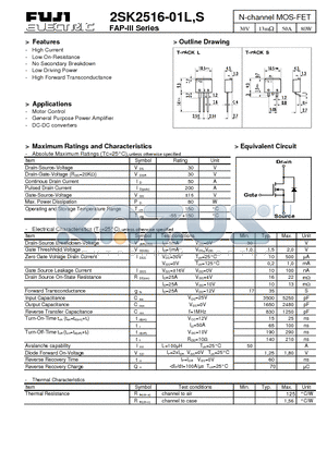 2SK2516-01L datasheet - N-channel MOS-FET