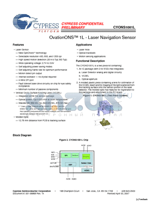 CYONSLENS1001-C datasheet - OvationONS 1L - Laser Navigation Sensor