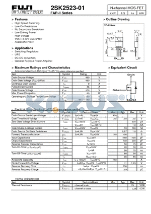 2SK2523-01 datasheet - N-channel MOS-FET