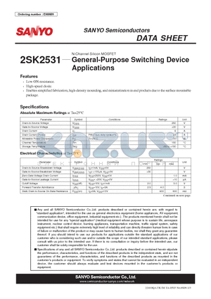 2SK2531 datasheet - General-Purpose Switching Device Applications