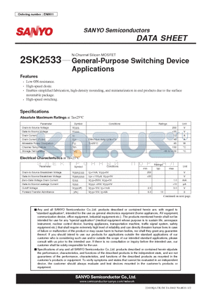 2SK2533 datasheet - General-Purpose Switching Device Applications