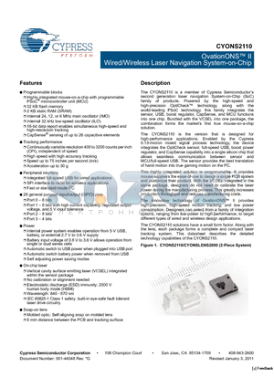 CYONSLENS2000-C datasheet - OvationONS II Wired/Wireless Laser Navigation System-on-Chip