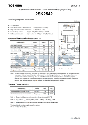 2SK2542_10 datasheet - Switching Regulator Applications