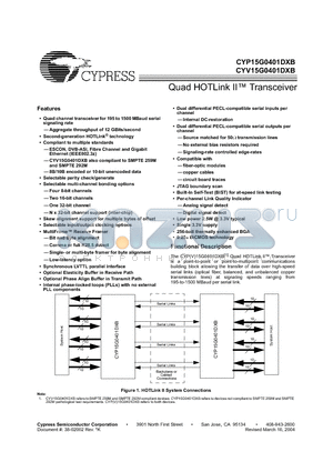 CYP15G0401DXB-BGI datasheet - Quad HOTLink II Transceiver