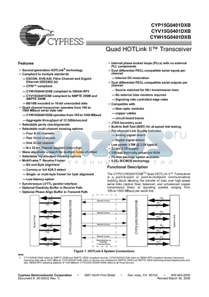 CYP15G0401DXB-BGXI datasheet - Quad HOTLink II Transceiver