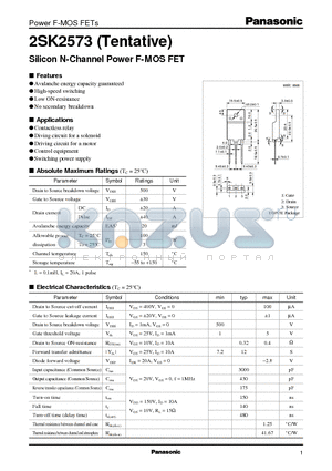 2SK2573 datasheet - Silicon N-Channel Power F-MOS FET