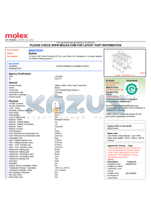0903270351 datasheet - 1.27mm (.050) Pitch Picoflex^ PF-50, Low Profile, IDT Receptacle, 4 Circuits, Natural, Tin Plated, Reeling Option A