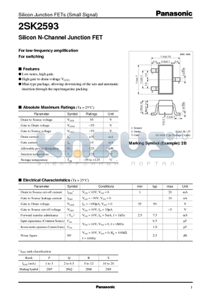 2SK2593 datasheet - Silicon N-Channel Junction FET