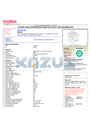 0903270390 datasheet - 1.27mm (.050) Pitch Picoflex^ PF-50, Low Profile, IDT Receptacle, 26 Circuits, Natural, Tin Plated, Tin Plated, Reeling Option D