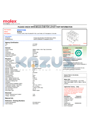 0903273308 datasheet - 1.27mm (.050) Pitch Picoflex^ PF-50, Low Profile, IDT Receptacle, 8 Circuits