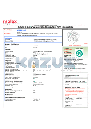 0903273363 datasheet - 1.27mm (.050) Pitch Picoflex^ PF-50, Low Profile, IDT Receptacle, 10 Circuits, Natural, Gold Plated, Reeling Option A