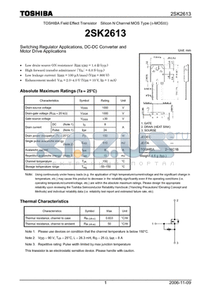 2SK2613_06 datasheet - Silicon N Channel MOS Type Switching Regulator Applications, DC-DC Converter and Motor Drive Applications
